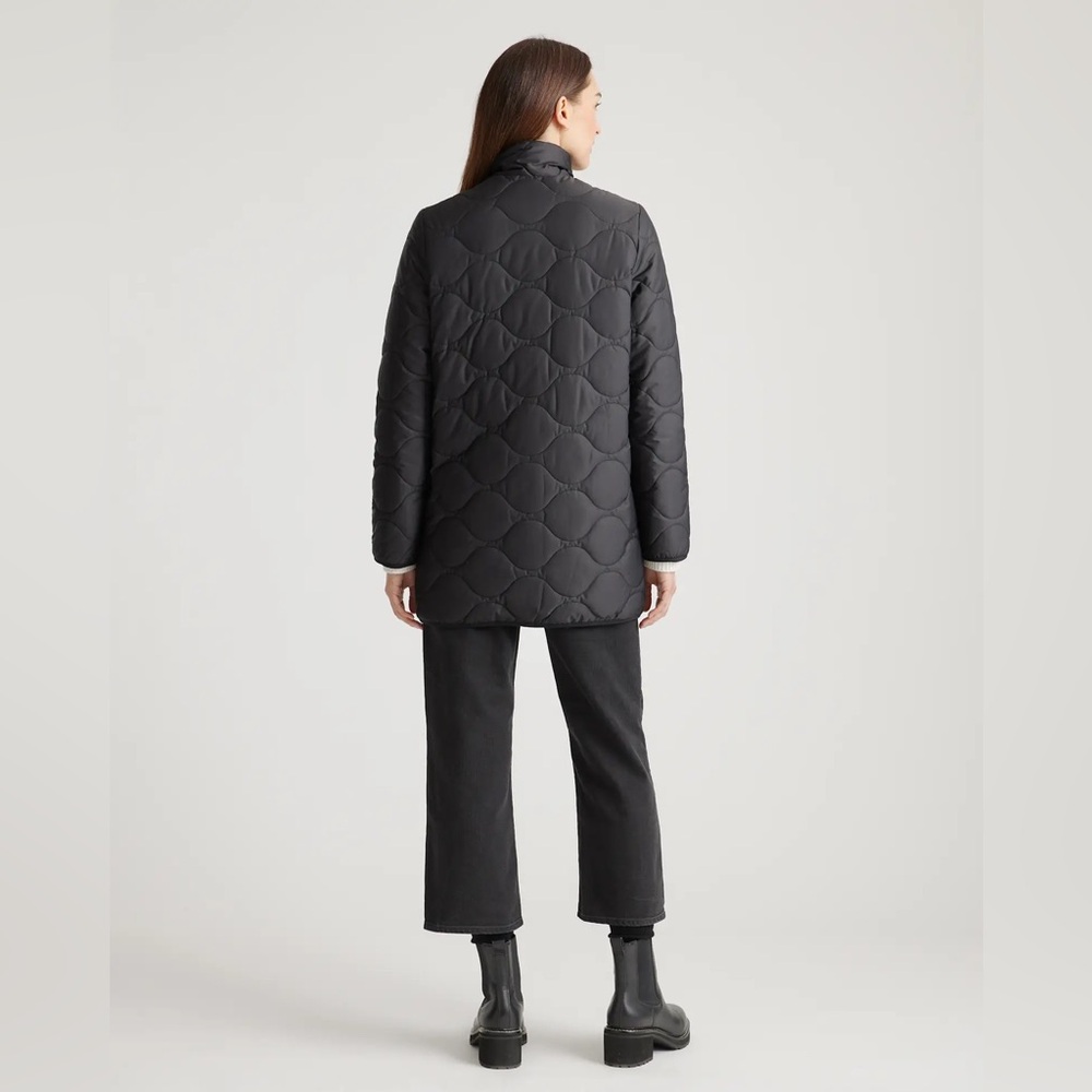 Quince Featherless Quilted Long Puffer Jacket Black Medium Preppy Minimalist - Picture 3 of 16